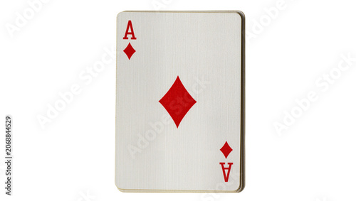 Canvas Print Ace of diamonds playing card with red symbols, isolated on transparent backgroun
