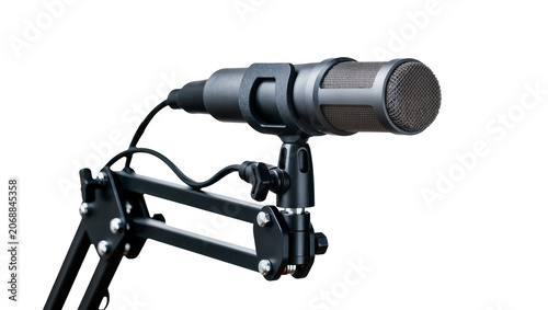Photos Professional studio microphone on adjustable boom arm, isolated on transparent b