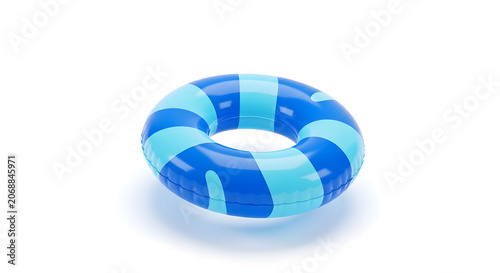 ​Blue lifebuoy ring swim ring floating over white background