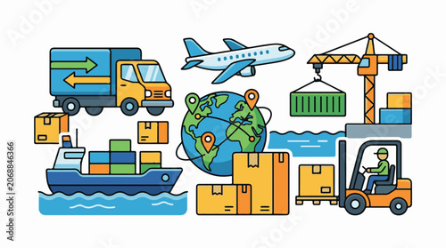 Colorful illustration of global shipping and logistics (1)