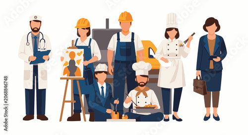 Various professionals in different occupations