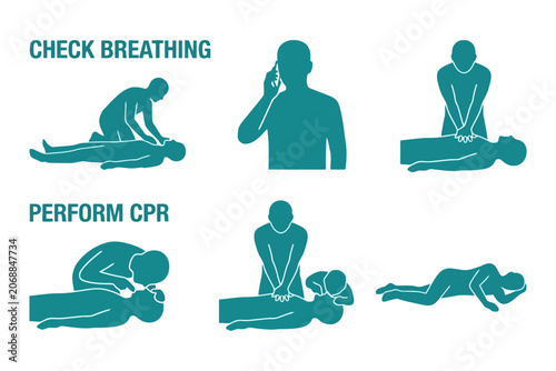 Konstfotografi CPR First Aid Procedure Infographic Silhouettes