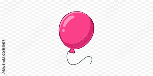 Pink balloon, shiny balloon, party decoration, festive icon isolated on Transparent Background