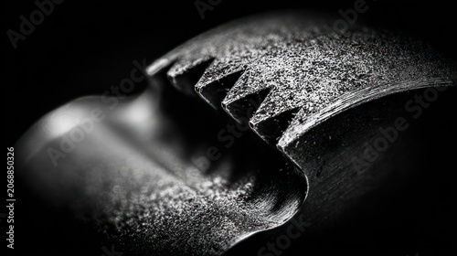 Close up of a metal object with textured surface and jagged edges