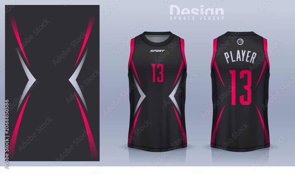 Naklejka premium Basketball tank top design template, Sport jersey mockup. uniform front and back view.