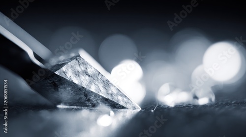 Close up of a sharp object with a blurred background abstract concept