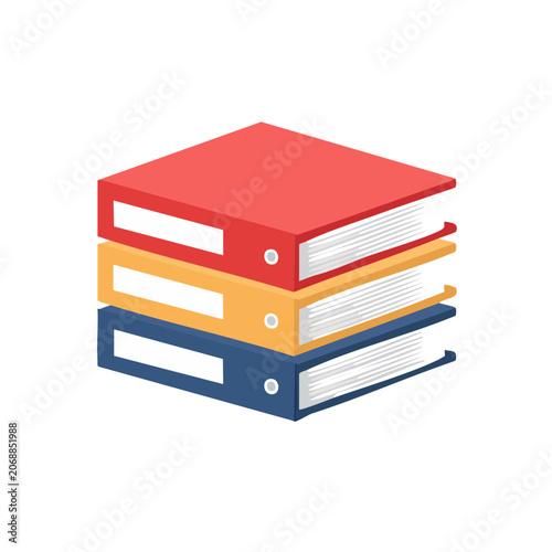 Stack of Colorful Binders with Books
