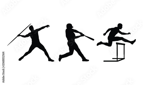 Foto Sport athlete silhouettes javelin thrower baseball and hurdler
