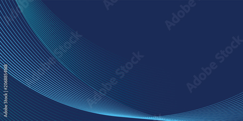 Abstract Blue Curved Line Wave Background with Copy Space