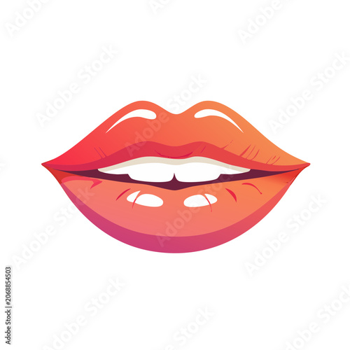 Red lips with teeth vector illustration