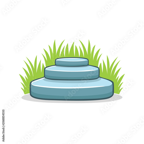 Three Tiered Pedestal with Grass Illustration