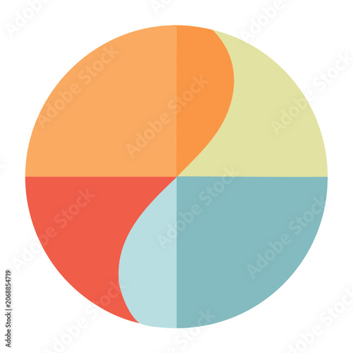 Abstract flat design circle with four color segments