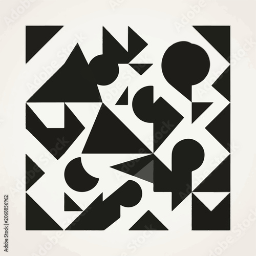 A geometric art piece with black shapes (1)