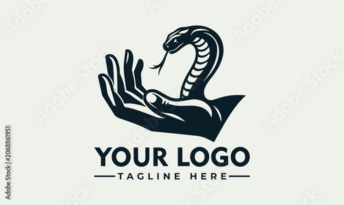 Quadro em tela Hand Holding Snake Vector Logo Illustration Featuring Minimalist Serpent and Pal