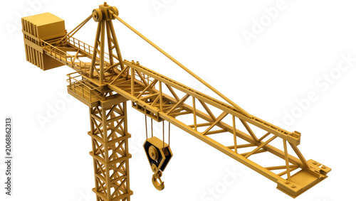 Photos Yellow construction tower crane with hook and counterweight