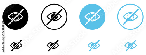 Fotografía hidden eye visibility off icon set
