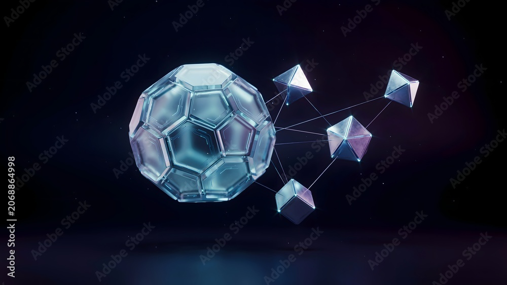 Fototapeta premium Advanced Geometric Concept of Molecular Structure and Quantum Network Illustration