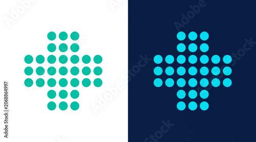 Thick dotted cross icons for medical and healthcare branding.