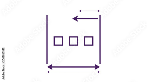Technical dimension diagram with arrows and squares.