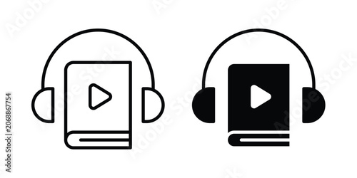 Schilderij op canvas Audiobook icon line and glyph bundle