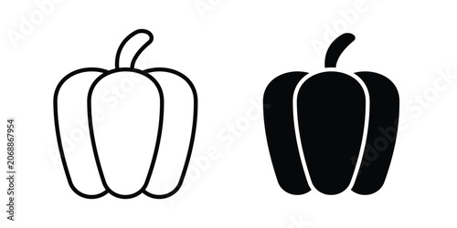Bell pepper icon line and glyph bundle