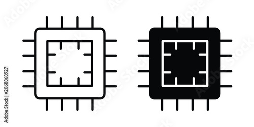 Foto Computer microchip icon line and glyph bundle