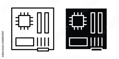 Bild auf Leinwand Motherboard icon line and glyph bundle