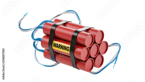 Tableau sur toile Dynamite sticks with warning label and wires