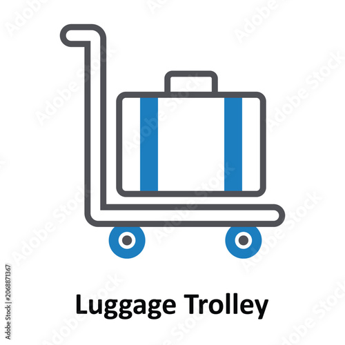 Luggage Trolley Vector Icon which can easily modify or edit