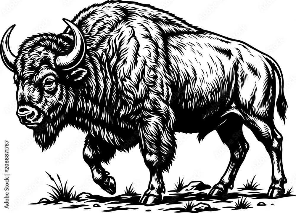 Fototapeta premium Buffalo silhouette silhouette vector illustration