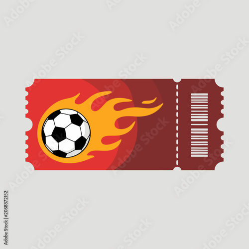 Soccer ticket with a burning fireball graphic design illustration