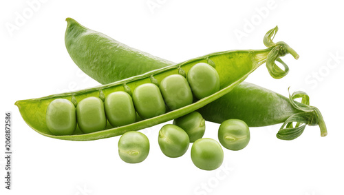 Fotografi Fresh green peas in pod with scattered peas