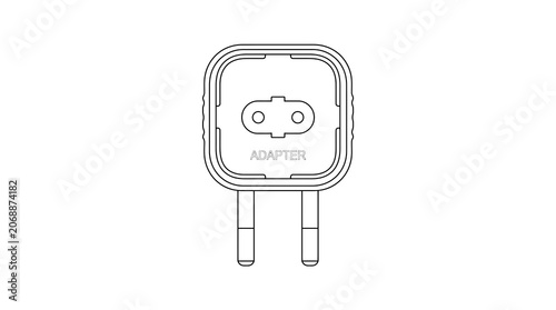 Universal travel power plug adapter line art illustration.
