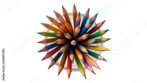 Canvas Print Colorful sharpened pencils arranged in a circle