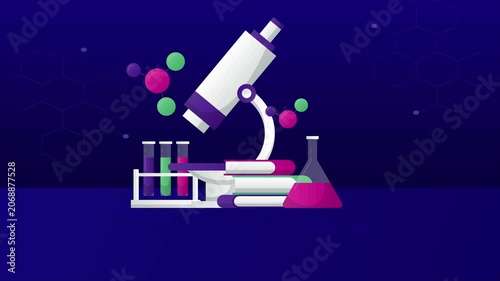 Person examines telescope near stacked boxes and colorful plants in space