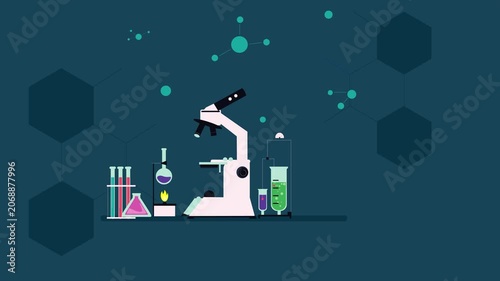Person examines telescope near stacked boxes and colorful plants in space