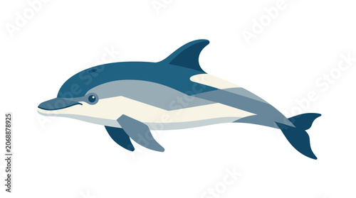 Foto Stylized Dolphin Illustration, Marine Mammal, Aquatic Life, Ocean Creature