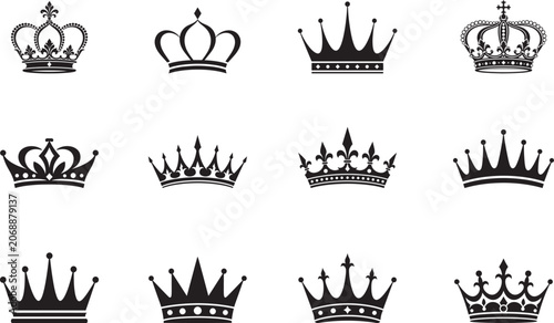 Konstfotografi Royal Crown Collection Black Silhouette Icons for King and Queen Designs