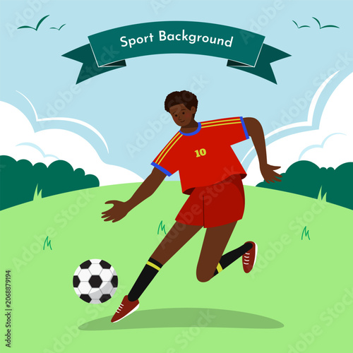 A kid playing soccer cartoon illustration