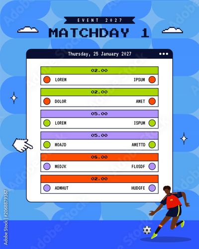 Match schedule colorful Sport template design