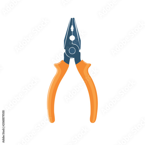 Orange and blue pliers flat vector illustration