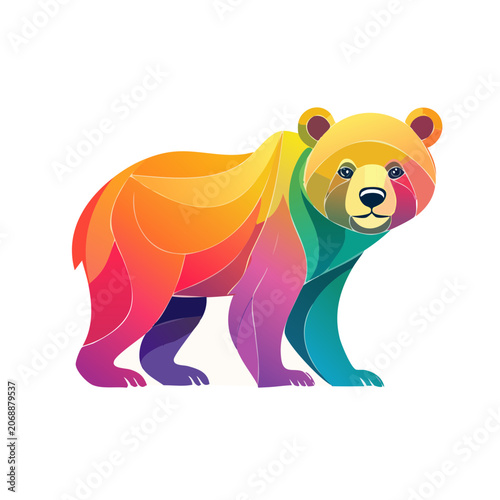 Rainbow colored bear vector illustration