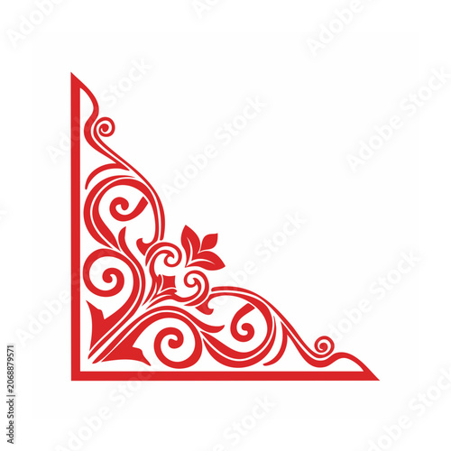 Red ornamental corner scrollwork design