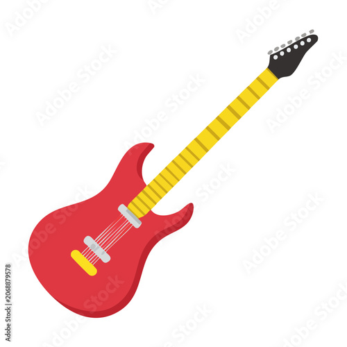 Red electric guitar flat vector illustration