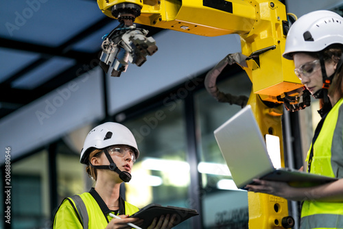 Visionary engineers inventing next-generation AI perception for robotic grippers. Technical team analyzing autonomous grasping logic in a high tech robotic innovation hub.
