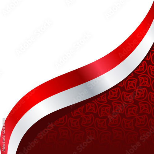 Indonesian Flag Corner with Batik Pattern