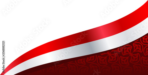 Indonesian Flag Corner with Batik Pattern