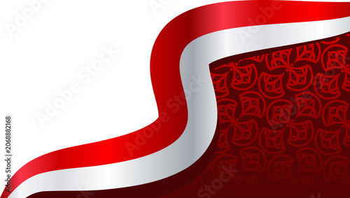 Indonesian Flag Corner with Batik Pattern
