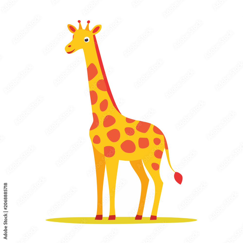 Obraz premium Flat illustration of a cartoon giraffe
