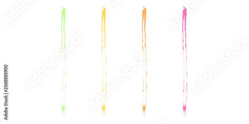 Obraz na plátně Four colorful paint streaks on a transparent background in green, yellow, orange